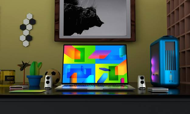 A designer's workspace showing a screen with color palettes and simulated color blindness