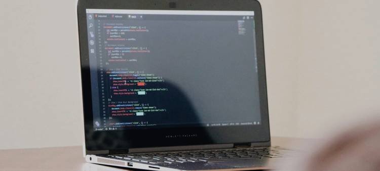 A web developer converting Markdown to HTML, with code and live preview on a laptop